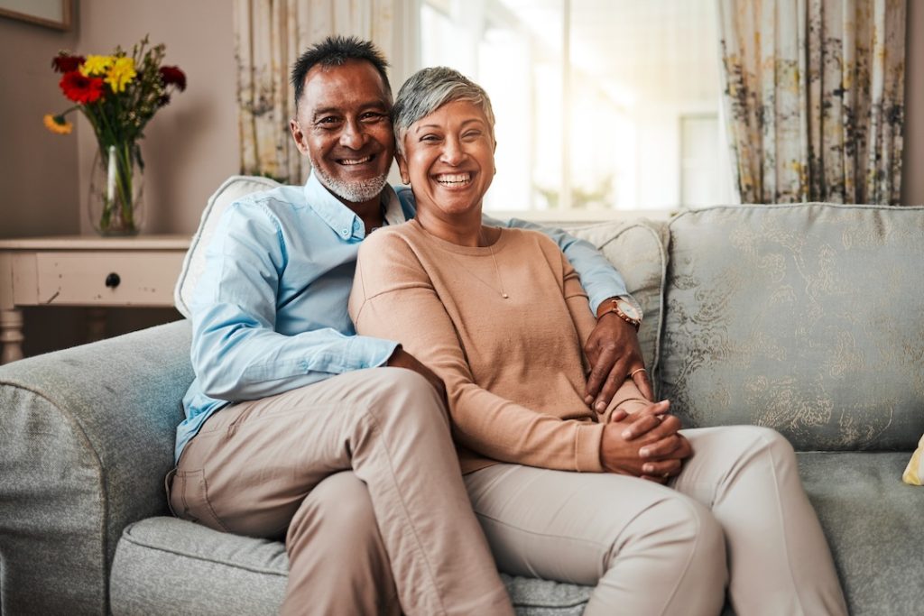 Senior couple on couch